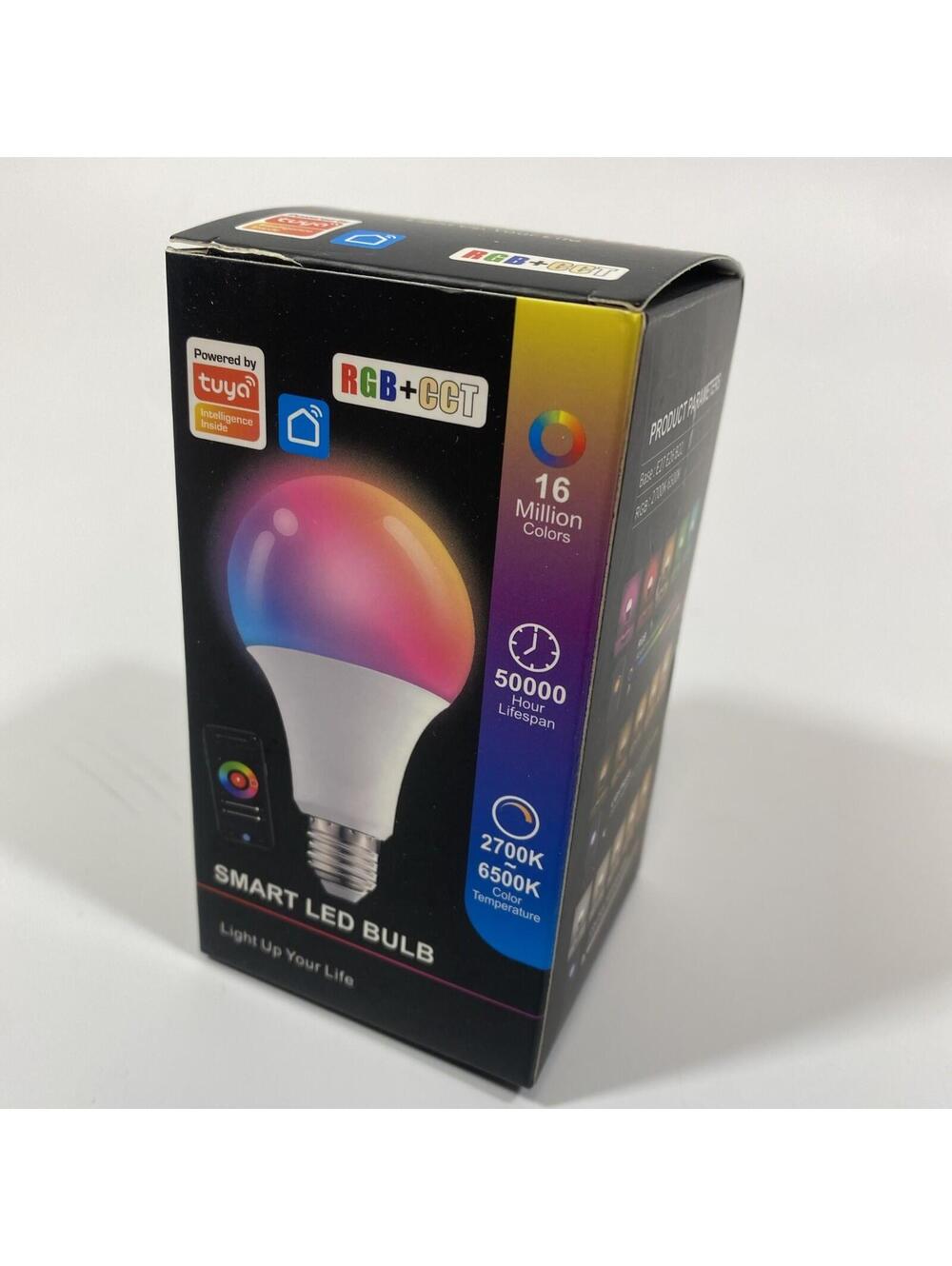 Smart LED Light Bulb RGB+CCT Dimmable WiFi App Control E26 E27 B22 Tuya